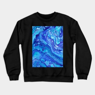 Liquid Cerulean - Abstract Acrylic Pour Crewneck Sweatshirt